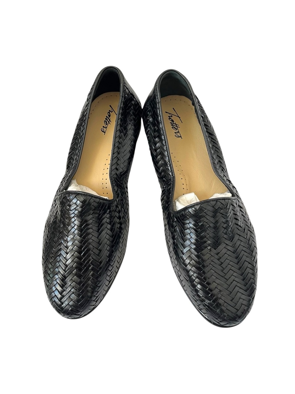 Trotters Liz III Black Woven Leather Slip-On Flats Size 9.5WW